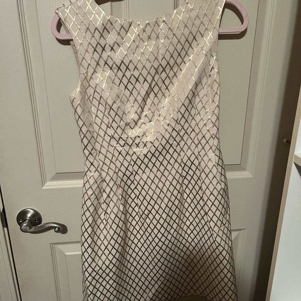 WHBMElegant Cream and Gold Sleeveless Dress